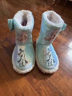 Girls' Sparkle Frozen Character Slipper Boots - Light Blue